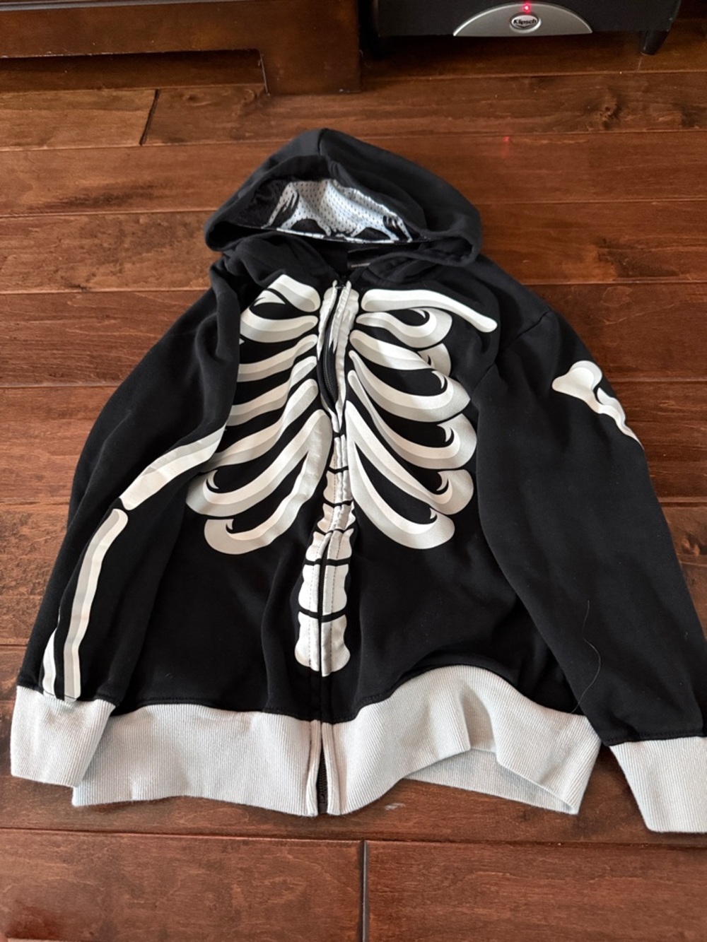 Skeleton Zip Up Hoodie Youth Medium